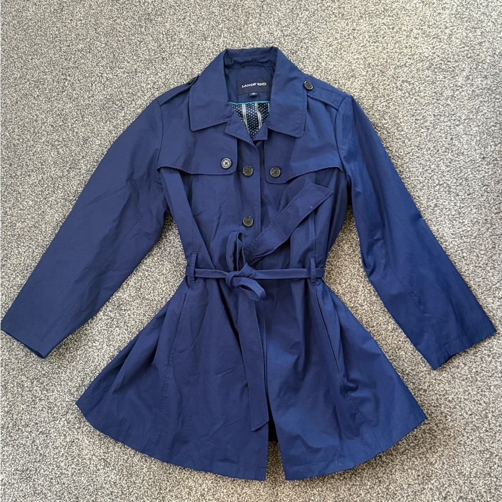 Lands End Deep Blue Trench Coat